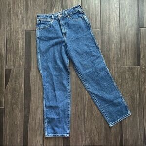 Wrangler Mom High Rise Straight Leg Jeans in Medium Wash Sz 28